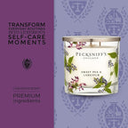 Pecksniff’s 3 Wick Candle – Sweet Pea & Lark Spur, 550 g / 19.4 oz – Long Lasting Burn, Elegant Home Decor & Relaxing Ambiance