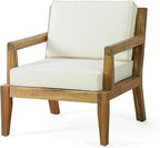 Christopher Knight Home Rossville Outdoor Club Chairs, Teak Finish + Beige