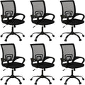 Bonzy Home Ergonomic Office Chairs Set of 6, Rolling Conference Chair with Wheels, Mesh Computer Desk Chair with 360°Swivel, Height Adjustable, 6 Pack