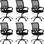 Bonzy Home Ergonomic Office Chairs Set of 6, Rolling Conference Chair with Wheels, Mesh Computer Desk Chair with 360°Swivel, Height Adjustable, 6 Pack
