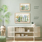 HLXRAE Wood Framed Green Bathroom Wall Art, Vintage Rustic Farmhouse Bathroom Wall Decor, Watercolor Floral Canvas Painting, Sage Green Plant Aesthetic Picture for Laundry Room Decor 12x16 inch