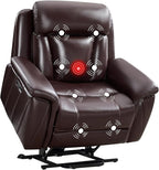 CANMOV 50" Wide Oversized Recliner, Faux Leather Power Lift Recliner Chair, Extra Large Lift Chair with Massage and Heat, Stand Up Recliner for Elderly Big and Tall, Brown