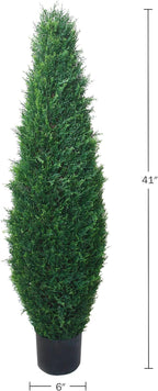 Pure Garden Artificial Topiary - 41" Tall Cypress Tree Shrub - Outdoor Decor - Faux Trees for Planters