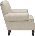 Accent Chair,22.4" Seat Depth Armchair with Roll Arms,36.6W*34.3D*34.6H Living Room Chair,Wood Legs,Set of 1,Faux Leather in Khaki