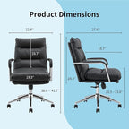 Leather Home Office Desk Chair, Executive Comfy Desk Chair with Support Armrests, Swivel Wheels, Height Adjustable, Mid Back, 360 Swivel, Computer Chair for Office Room, Black