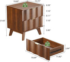 Nightstand, Bedside Table with 2 Drawers and Metal Handles, Sofa Side End Table with Storage for Bedroom, Living Room, Entryway (Walnut)