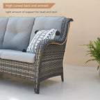 HUMMUH Outdoor Furniture Patio Furniture Set 7 Pieces Wicker Outdoor Sectional Sofa with Swivel Rocking Chairs,Patio Ottomans,Coffee Table,Side Table