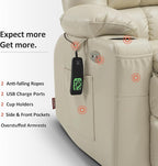 MCombo Dual Motor Power Lift Recliner Chair for Elderly, Lay Flat Lift Chair with Heat and Massage, Petite Wide Lift Chair, Cup Holders, USB A&C Ports, Faux Leather R7894 (Cream White, Small-Wide)