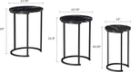 Lavish Home 6-Piece Nesting Table Set – Round Faux Marble Side & End Tables – Modern Space-Saving Accent Furniture for Living Room, Bedroom, Apartment, or Home Office (Black)