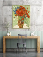 Wieco Art Gold Framed Art Red Poppies and Daisies Large Canvas Prints Wall Art of Van Gogh Famous Artwork Oil Paintings Reproduction Classical Flowers for Living Room Home Decor