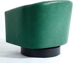 Pia Ricco Faux Leather Swivel Barrel Accent Chairs, 360° Swivel Round Single Sofa Chair, Comfy Upholstered Club Armchair with Nailhead Trim for Living Room/Reading Room/Bedroom, Green