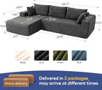 2025 New 108" Cloud Couch Sectional, Modular Sectional Sofa with L-Shaped Chaise, Deep Seat Sectional Modular Couch for Living Room, No Assembly Required (Gray, Left Facing Chaise)