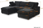 WJShome 100 Inch U Shaped Modern Sofa Modular Sectional Cloud Couch with 2 Ottoman, 4-Seat Chenille Deep Seat Couches for Living Room, Bedroom and Apartment，Black