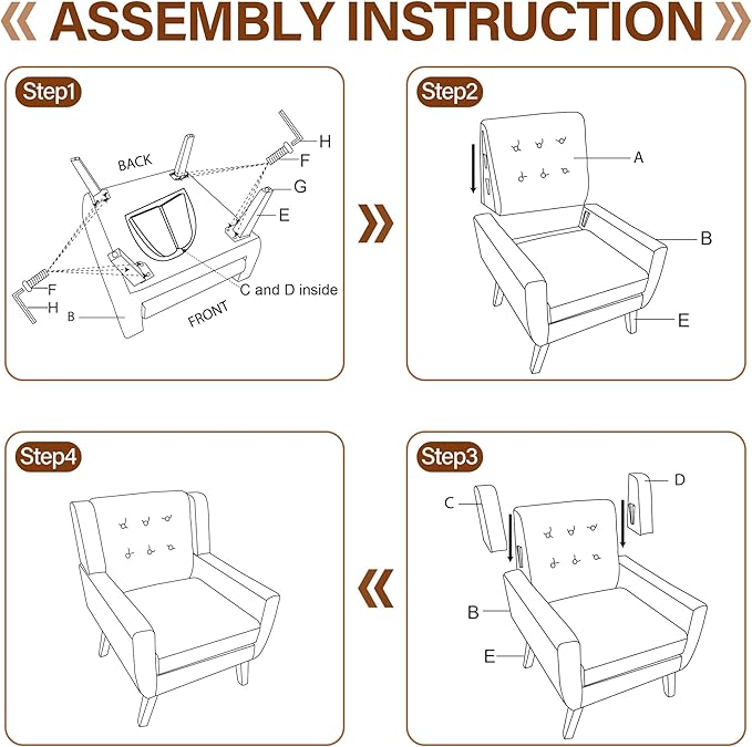 Lumibee Accent Chair, Modern Velevet Armchair for Living Room, Comfy Upholstered Arm Chair Tufted for Indoor Bedroom Office Room (Orange Velvet)