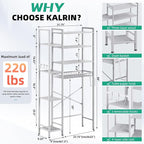 8-Tier Over The Toilet Storage with Side Rack, Over Toilet Storage Rack with Adjustable Shelf & Drain Basket, Freestanding Bathroom Organizer for Balcony, Laundry (Pure White)