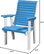 DutchCrafters Modern Horizontal Slat High Back Poly Outdoor Patio Chair (White & Blue)