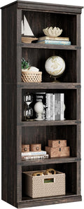 IDEALHOUSE 5 Tier Bookcase, Farmhouse Book Shelf with Storage, Tall Book Case Wooden 5 Shelf Bookcase for Home Office, Living Room, Bed Room(Oak, 67.4" H x 24.6" W x 12.8" D)