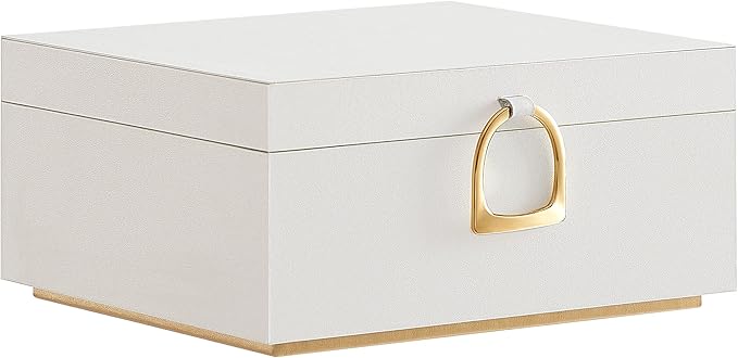 SONGMICS 2-Layer Jewelry Box, Jewelry Organizer with Handle, Removable Jewelry Tray, Jewelry Storage, Floating Effect, 8.1 x 9.4 x 4.3 Inches, Christmas Gift, White UJBC165W01