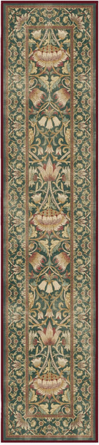 RUGGABLE x Morris & Co Machine Washable Christmas Runner Rug–Lodden Soft Evergreen & Gold 2.5x12, Stain-Resistant, Non-Slip–Washable Rug for Hallway, Entryway, Living Room & Kitchen–with Standard Pad