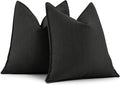 ZWJD Black Pillow Covers 18x18 Set of 2 Chenille Throw Pillow Covers with Elegant Design Soft and Luxurious Decorative Throw Pillows for Couch, Bed, and Home Decor