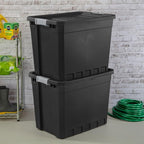 Sterilite 8-Pack Plastic Storage Bins with Lids, Stackable Containers, 27 Gallon, Black