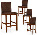 COSTWAY Counter Barstools Set of 4, 26 Inch Counter Height Stools with Upholstered Seat & Backrest, Armless High-Top Chairs with Rubberwood Legs for Kitchen Island, Dining Room, Pub