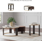 Signature Design by Ashley Jazmore Contemporary Faux Marble End Table with Metal Frame, White & Black