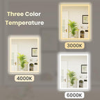 WTTY 30"X36" LED Bathroom Mirror with Black Frame, Bathroom Vanity Mirror with Lights for Wall, Front Light and Backlit, Anti-Fog, Dimmable, 3 Colors, Shatterproof, Memory, Horizontal/Vertical