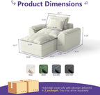 Hobestluk Cloud Single Sofa with Ottoman Memory Foam Couch with Deep Seat L Shaped Sofa with Removable Cover Large Couch for Living Room (Beige, Single Sofa with One Ottoman)