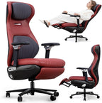 EMIAH Ergonomic Office Chair with Foot Rest Electric Reclining Office Chair with Adjustable Headrest, 8D Coordinated Armrests High Back Computer Chair with Lumbar Support（Red）