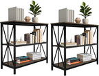 Lavish Home 3-Tier Industrial Bookshelf - Freestanding Open Bookcase for Home or Office Organization and Storage - Book Organizer (Brown Woodgrain)