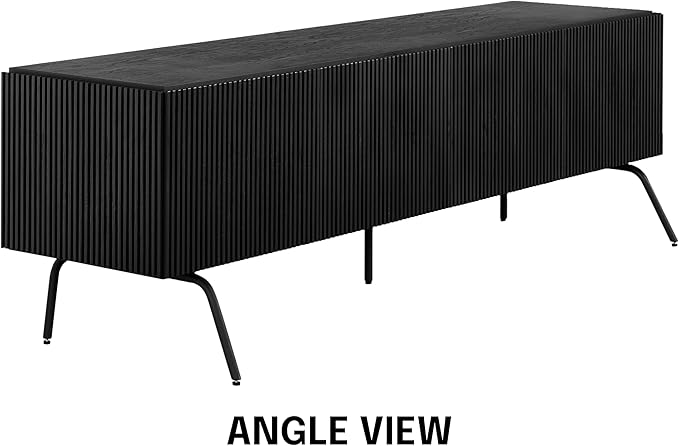 NTC Veil TV Stand with 4 Doors for TVs up to 75’’, Media Console with Vertical Groove Design and Metal Legs, Modern Entertainment Center for Living Room and Bedroom, Effortless Assembly, Burnt Black