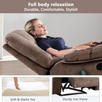ANJHOME Massage Recliner Chairs with Heat and Vibration,Overstuffed Manual Rocking Reclining Chair for Living Room Bedroom (Camel)