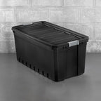 Sterilite 3-Pack Storage Bins with Lids, Large Heavy Duty Totes, 50 Gallon, Black