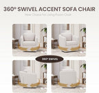 COLAMY 360° Swivel Accent Chair with Pillow, Living Room Armchair No-Sag Foam & Sturdy Metal Base, Fully Assembled Swivel Accent Single Sofa for Bedroom Living Room, Reading Room, Beige