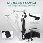 450 LBS Big and Tall Office Chair, Heavy Duty Executive Chair w/4D Arms, Ergonomic Computer Home Desk Chair, Swivel Mesh Chair w/2D Lumbar Support, Adjustable Headrest, Tilt Lock-Black