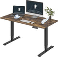 FLEXISPOT E6 3 Stages Dual Motor Electric Standing Desk 55x28 Inch Whole-Piece Board Height Adjustable Electric Sit Stand Desk(Black Frame + Special Walnut Desktop, 2 Packages)