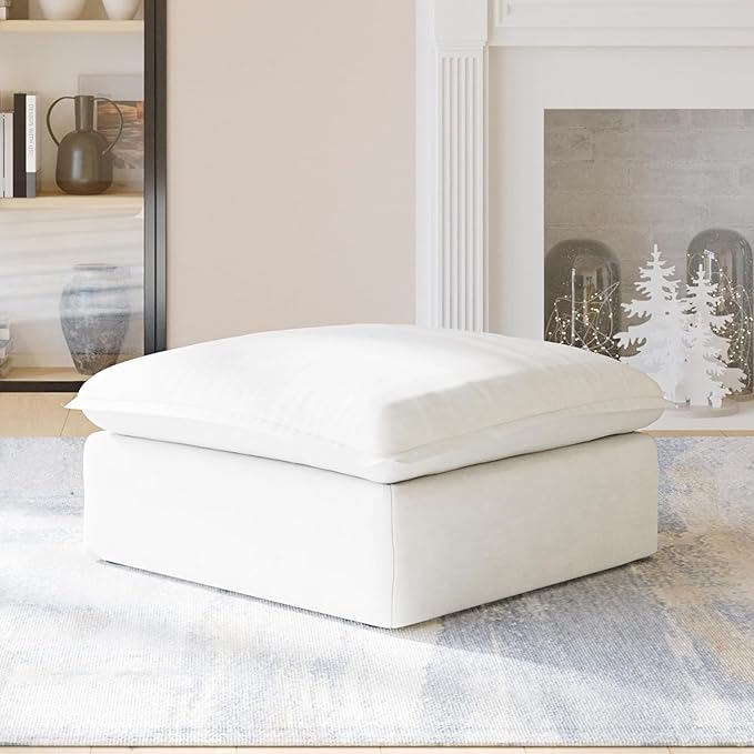 JACH Ottoman Module for Living Room, Cushion Covers Removable, Minimalist Comfy Breathable Ottoman Paired with Sofa Couch for Living Room Apartment, Beige