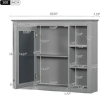 Bathroom Wall Cabinet with Mirror, 35'' x 27.5'' Medicine Cabinet with Mirror Door and Adjustable Shelves, Over Toilet Storage Cabinet, Wall-Mounted Bathroom Mirrors for Over Sink with Storage