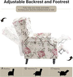 Recliner Chair, Upholstered Wingback Floral Pushback Armchair with Adjustable Backrest & Footrest, Comfy Accent Chair for Small Spaces, Living Room, Bedroom-Plants Floral, Set of 1
