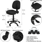 OEF Furnishings Comfort Office Stool, 24.5"-34.5" Height