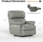 COLAMY Triple Motors Power Recliner Chair with Power Headrest & Lumbar Support Independent Adjustment for Living Room, Leather Electric Recliner Sofa Chair, Gray
