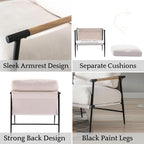 LukeAlon Mid-Century Chenille Accent Chair, Ultra Soft Living Room Chair with Metal Legs Modern Armchair Lounge Chairs Upholstered Comfy Leisure Chair for Bedroom Reception Area Reading Room, Beige