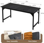 AZN Computer Desk, 55in Computer Desk, Office Desk w/Sturdy Metal Frame, Office Desk w/Water-Resistant, Scratchproof Surface, Home Office Desks w/Large Legroom for Work Study Writing Gaming, Black
