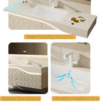 44in Elegant Modern Luxury Bathroom Vanity with Sink - Wall Mounted Solid Wood Cabinet & Smart LED Defogging Mirror | Single Sink Bathroom Cabinets