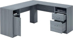 Techni Mobili Functional L-Shaped Computer Desk with storage, L is ⁠59.5" wide x 59.5" Long, Grey