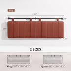 UEV King Headboard Only, Wall Mounted Hanging Upholstered Bed Head Board, Modern Vertical Channel Design of Fine Linen, Elegant Orange Fluted Headboard for Bedroom (Orange, King Size)