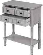 Knocbel Slim Antique Entry Console Table with Drawers & Bottom Open Shelf, Solid Wood Sofa Couch Table for Entryway Hallway Living Room (Gray Wash)