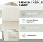 UIXE Swivel Accent Chair Set of 2, Chenille Upholstered Arm Chair for Living Room, Modern Club Armchair Comfy Single Sofa Bedroom Reading Seat with Lumbar Pillow - Cream Beige