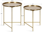 Kate and Laurel Ulani Modern Nesting Side Table; Set of 2; Gold; Sophisticated Glam End Tables for Storage and Display